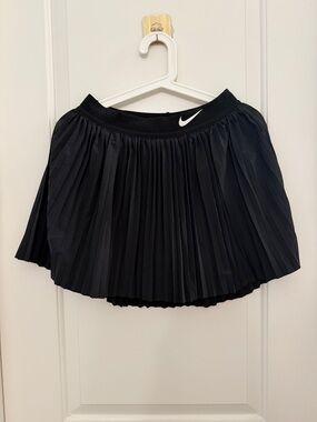 Nike Black Pleated Skater Skirt with Swoosh